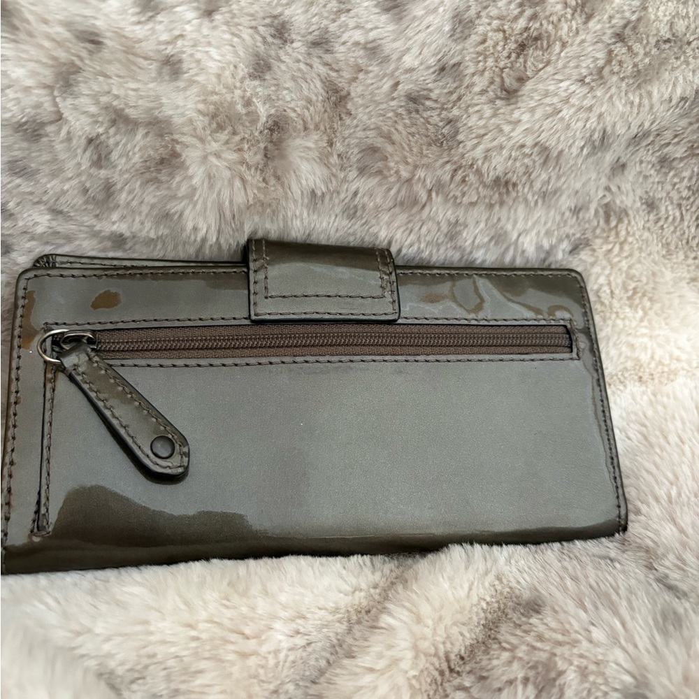 Vintage Coach Grey shiny patten Women's leather wallet - Picture 3 of 11